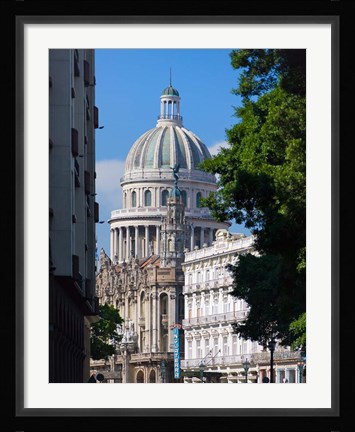 Framed Capitol building, Havana, UNESCO World Heritage site, Cuba Print