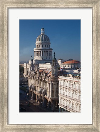 Framed Cuba, Havana, Capitol Building and town Print