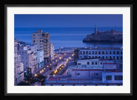 Framed Cuba, Havana, City view above Paseo de Marti, Dawn Print