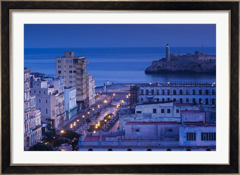 Framed Cuba, Havana, City view above Paseo de Marti, Dawn Print
