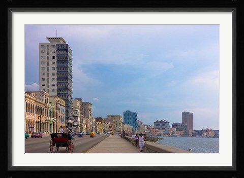 Framed Malecon street along the waterfront, Havana, UNESCO World Heritage site, Cuba Print