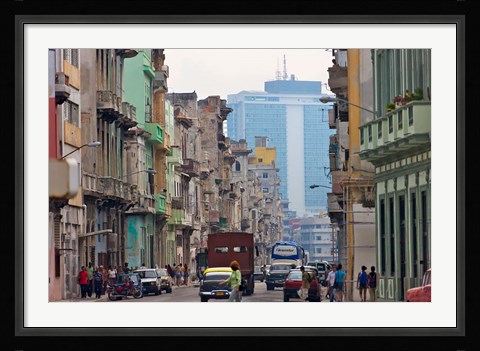 Framed Old and new buildings, Havana, UNESCO World Heritage site, Cuba Print