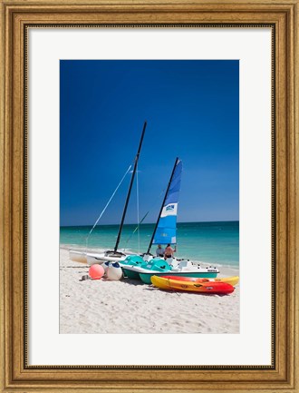 Framed Boats on Playa Ancon beach, Cuba Print