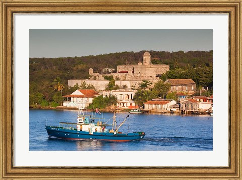 Framed Cuba, Cienfuegos, Bahia de Cienfuegos Fishing boat Print