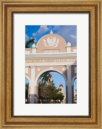 Framed Cuba, Parque Jose Marti, Close up of Arco de Triunfo Print