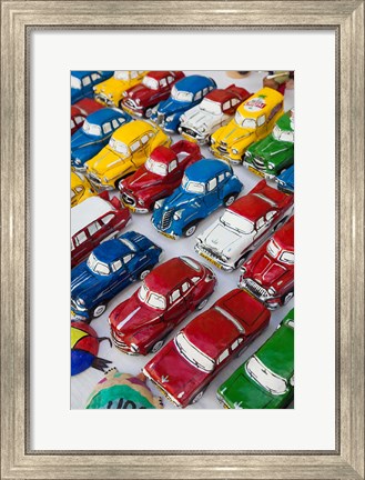 Framed Cuba, Sancti Spiritus, Trinidad, paper-mache cars Print