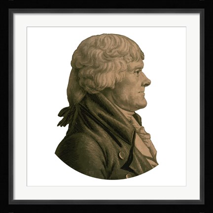 Framed Digitally Restored Portrait of Thomas Jefferson (sepia toned) Print