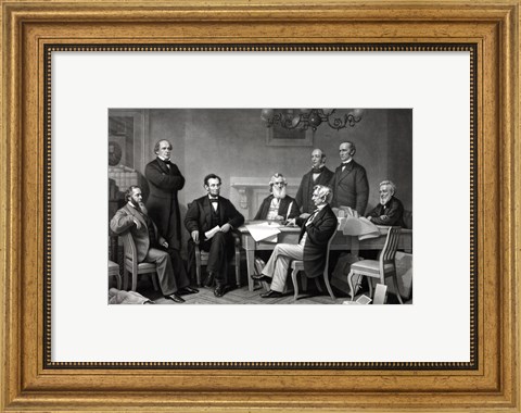 Framed President Lincoln reading the Emancipation Proclamation to his Cabinet Print