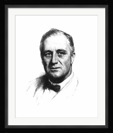 Framed Vector Sketch of Franklin Delano Roosevelt Print
