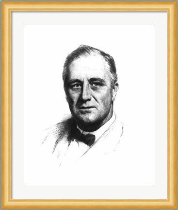 Framed Vector Sketch of Franklin Delano Roosevelt Print