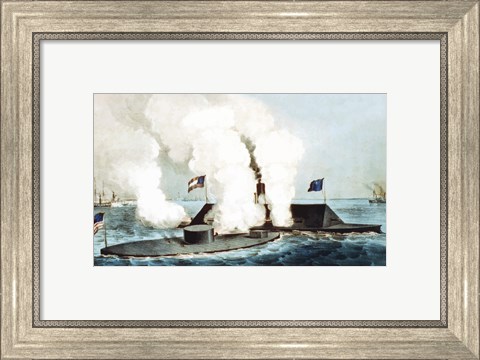 Framed Battle of Hampton Roads Print
