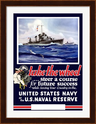 Framed Vintage World War II Navy Print