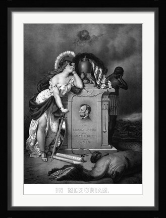 Framed Lady Liberty and a Slave at the Grave of President Lincoln Print