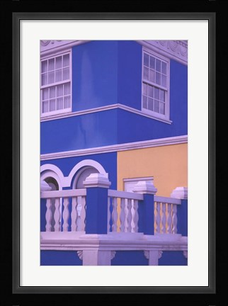 Framed Blue Building and Detail, Willemstad, Curacao, Caribbean Print