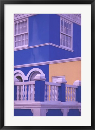 Framed Blue Building and Detail, Willemstad, Curacao, Caribbean Print