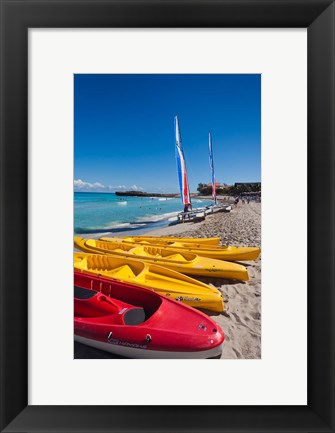 Framed Cuba, Matanzas, Varadero Beach, kayaks Print