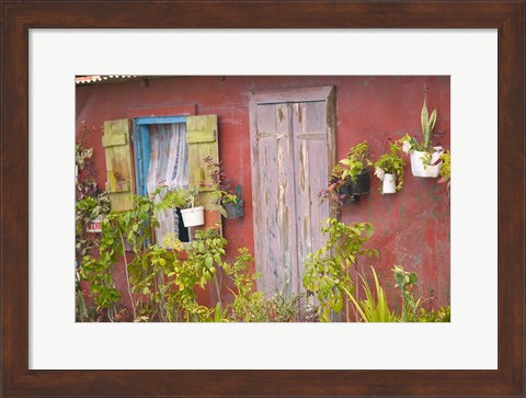 Framed Fisherman&#39;s House on Malendure Beach, Basse-Terre, Guadaloupe, Caribbean Print