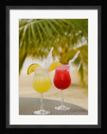 Framed Cocktails on the Beach, Jamaica, Caribbean Print