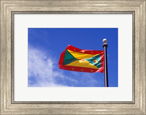 Framed National Flag of Grenada, Caribbean Print