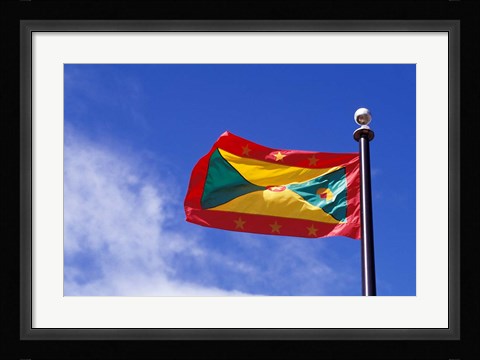 Framed National Flag of Grenada, Caribbean Print