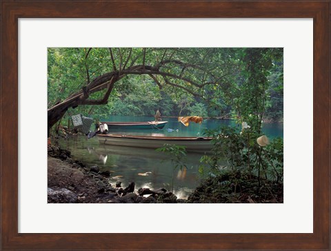 Framed Blue Lagoon, Jamaica, Caribbean Print