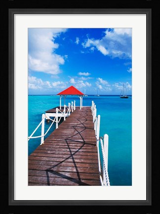 Framed Dock in St Francois, Guadeloupe, Puerto Rico Print