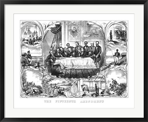 Framed President Ulysses Grant Signing the 15th Amendment Print