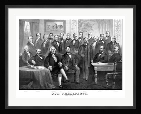 Framed First Twenty-One Presidents Seated Together in The White House Print