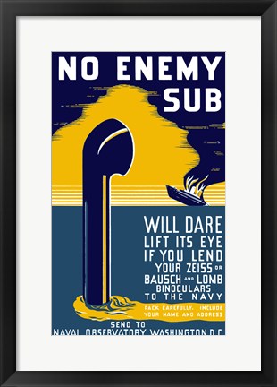 Framed No Enemy Sub Print