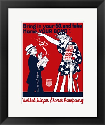 Framed United Cigar Bond Poster Print