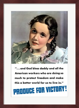 Framed Produce for Victory - God Bless Daddy Print