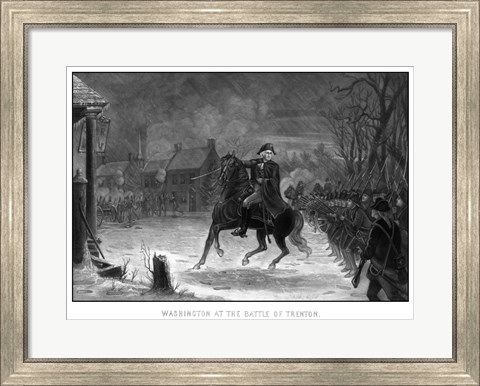 Framed George Washington at The Battle of Trenton Print