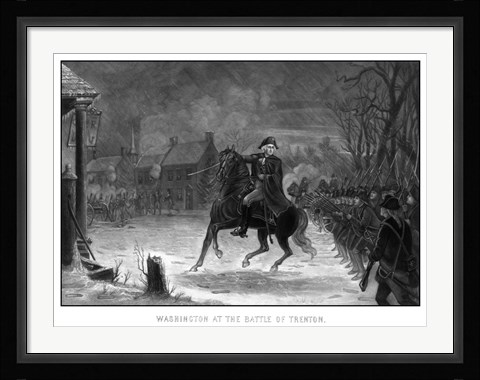 Framed George Washington at The Battle of Trenton Print