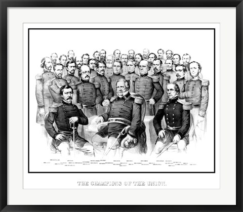 Framed Group Portrait of Early War Union Generals Print