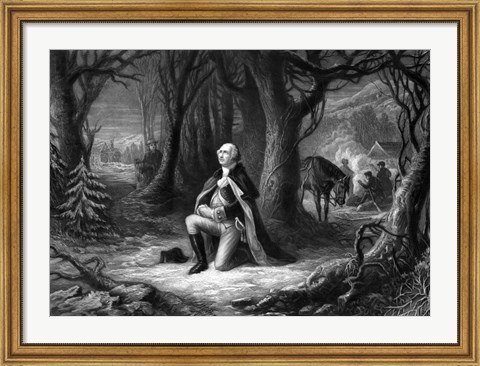 Framed General George Washington Praying at Valley Forge Print