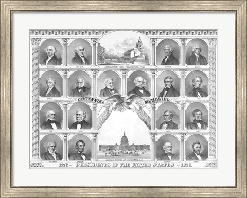 Framed First Eighteen Presidents of The United States Print