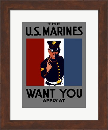 Framed U.S. Marines Want You Print