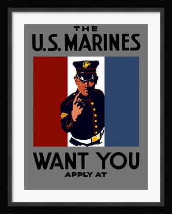 Framed U.S. Marines Want You Print
