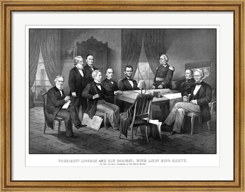 Framed President Abraham Lincoln and His Cabinet Print