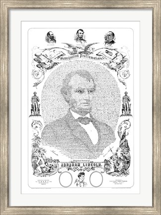 Framed Abraham Lincoln Formed from the Words of The Emancipation Proclamation Print