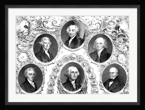 Framed First Six Presidents of The United States Print