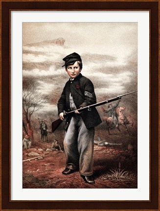 Framed Union Drummer Boy with Rifle Print