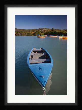 Framed Puerto Rico, Guanica, Bahia de la Ballena bay, boats Print