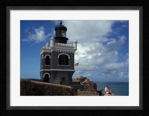 Framed Tower at El Morro Fortress, Old San Juan, Puerto Rico Print