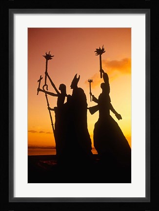 Framed View of San Juan with Rogativa Bronze Statue Print