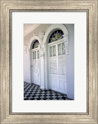 Framed Historic District Doors with Stucco Decor and Tiled Floor, Puerto Rico Print