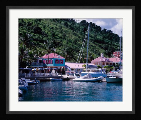 Framed Sopers Hole Wharf, Pussers Landing, Frenchmans Cay, Tortola, Caribbean Print
