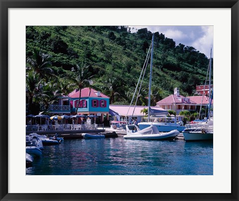 Framed Sopers Hole Wharf, Pussers Landing, Frenchmans Cay, Tortola, Caribbean Print