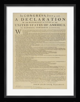 Framed United States Declaration of Independence Print