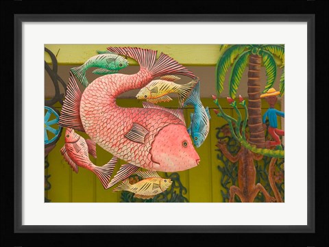 Framed Fish Souvenir at Al Vern's Craft Market, Turks and Caicos, Caribbean Print